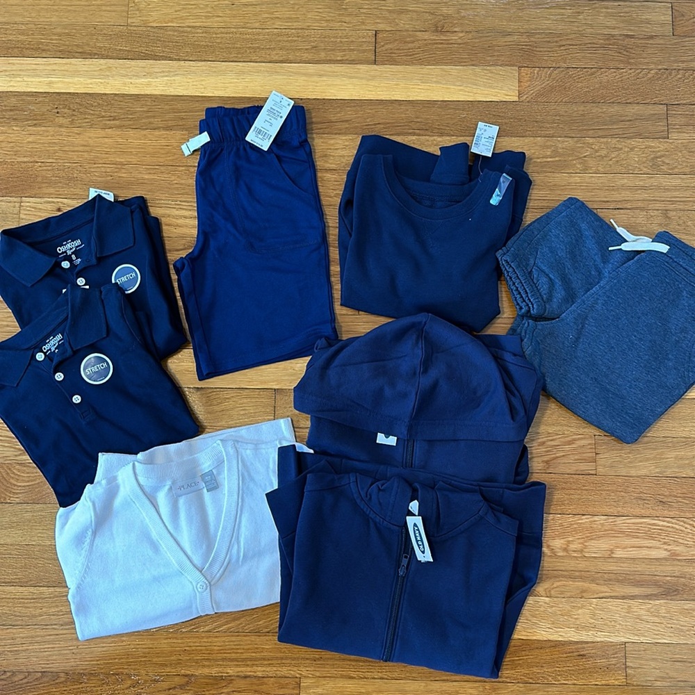 Girls navy school uniform bundle NWT, size 7/8 (8 pieces) - Picture 1 of 9